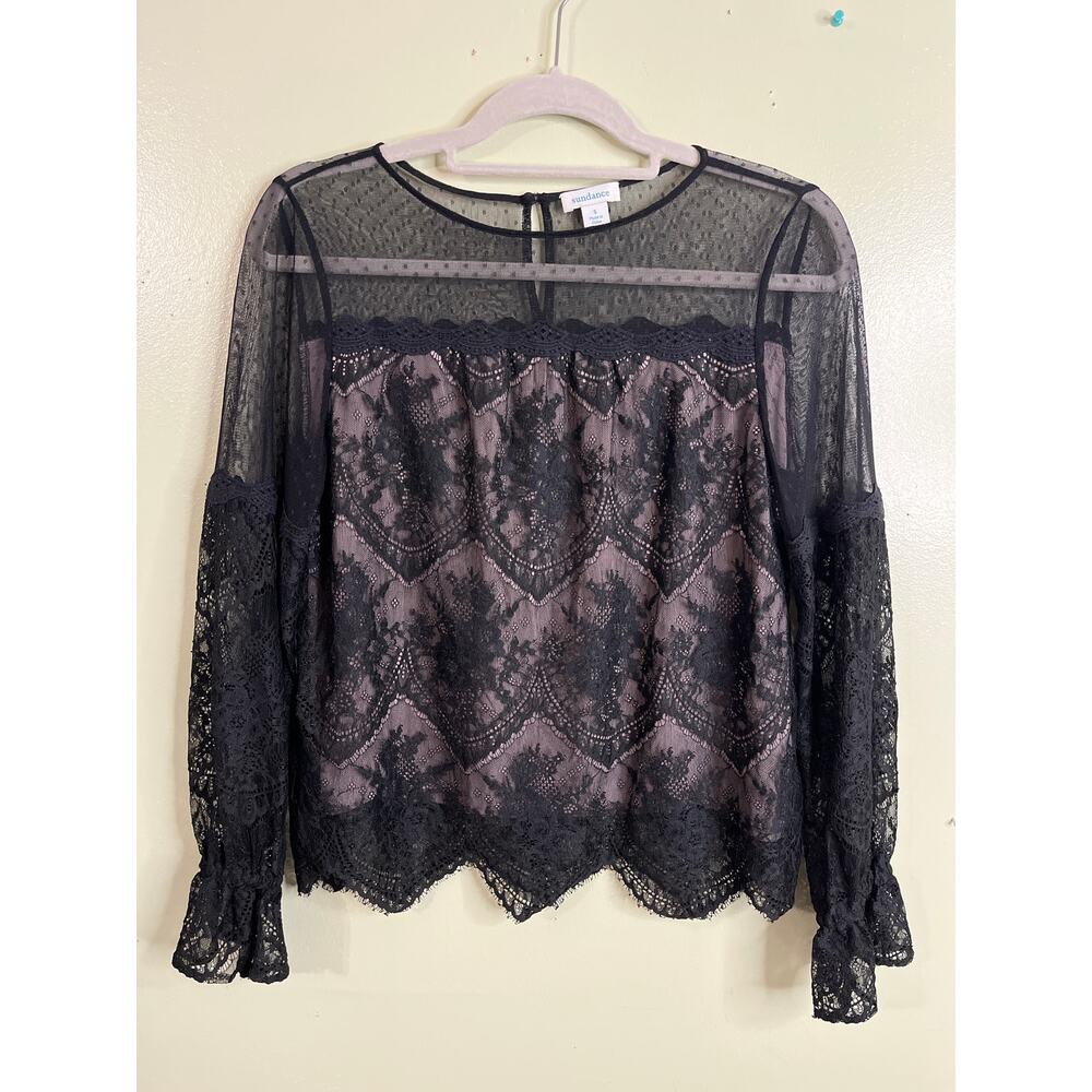 Sundance Victorian Elegance Lace long sleeve Blouse, size small